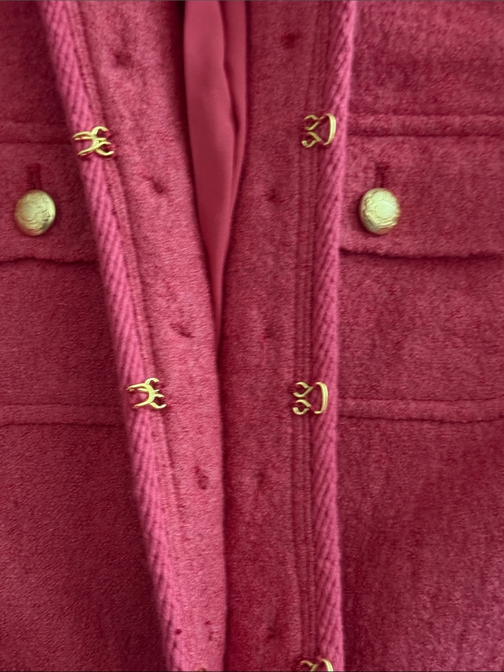 Talbots Raspberry Pink Military-Style Gold Button Jacket - Picture 3 of 6